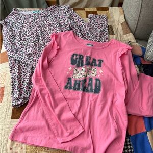 Pink Long Sleeve Kids Tops with Graphic Print